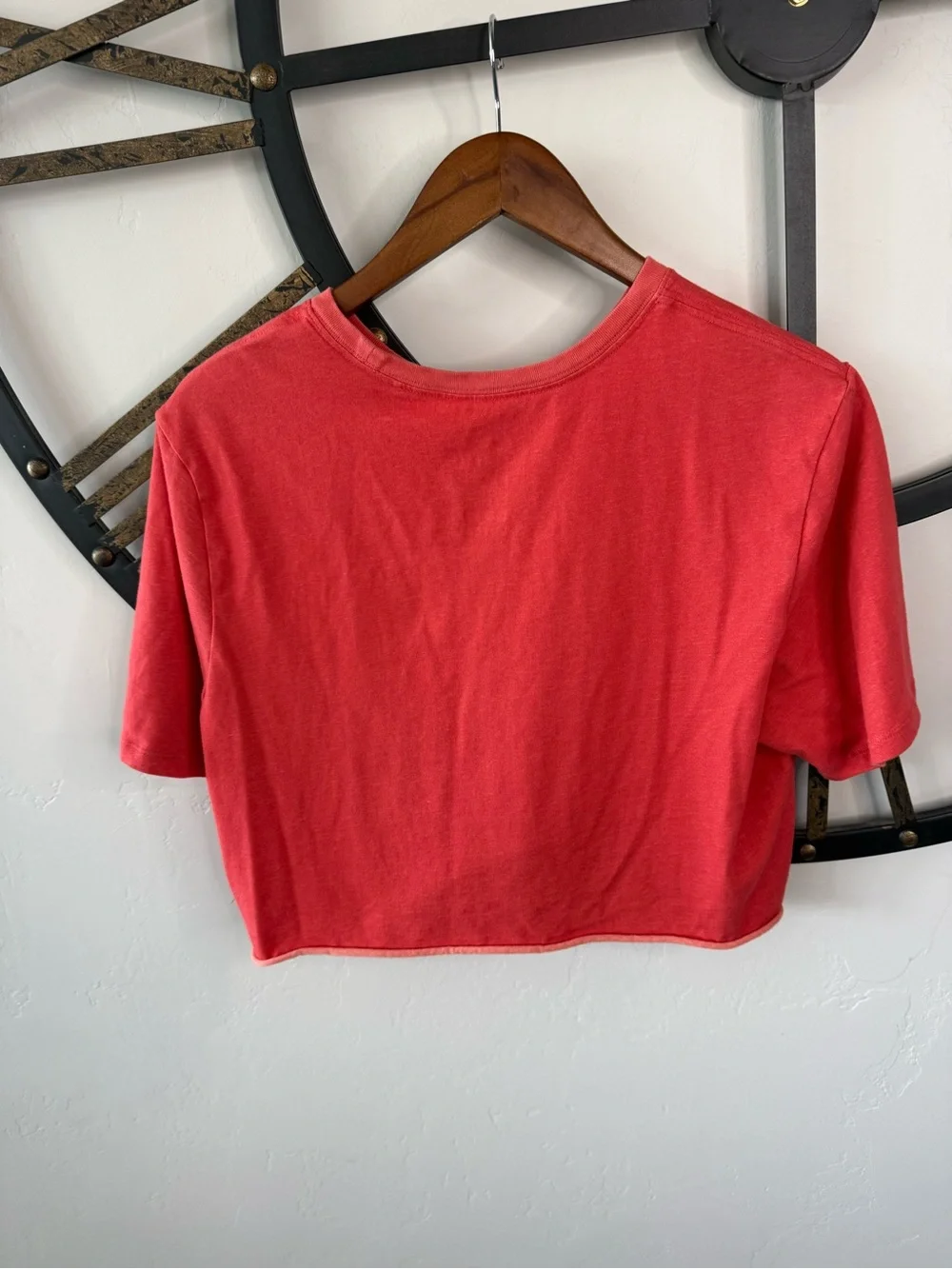 Nike Women’s Coral Red Cropped Logo Tee